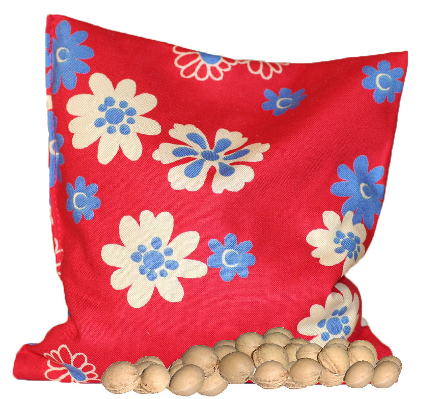 Kirschsteinsäckchen blau/beige kleinen Blümchen Kirschkernkissen Wärmekissen ca. 24x24cm