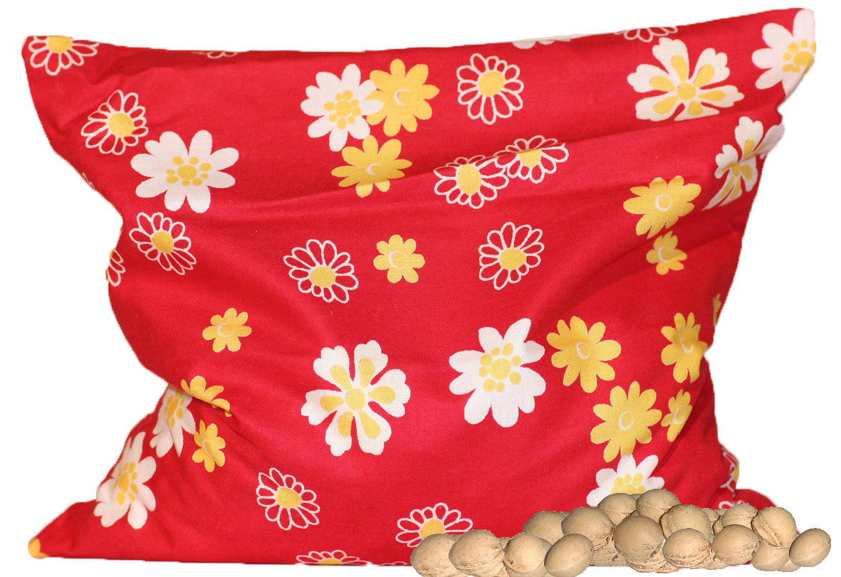 Sac de noyaux de cerise fleurs jaunes/blanches env. 24x24cm oreiller chauffant en noyaux de cerise