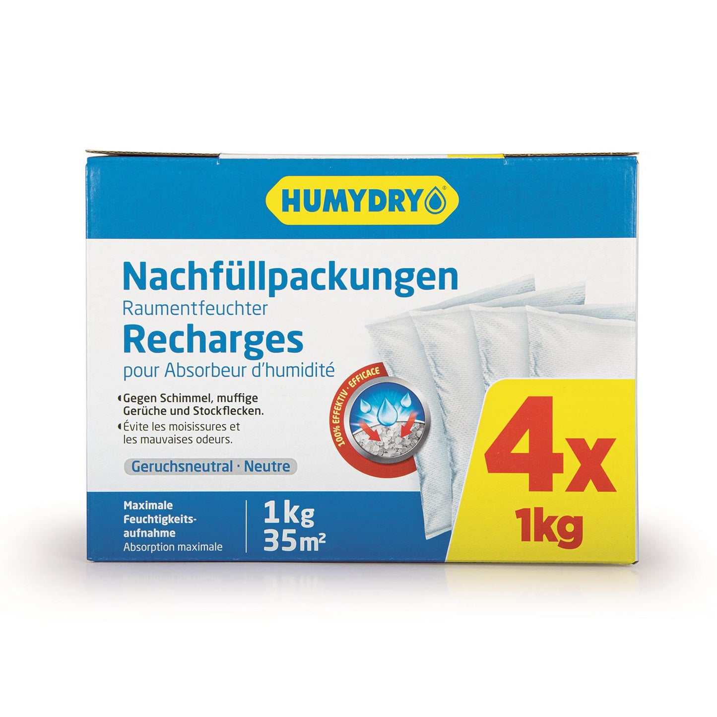 HUMYDRY® Nachfüllpack 4x1kg Raumentfeuchter Luftentfeuchter