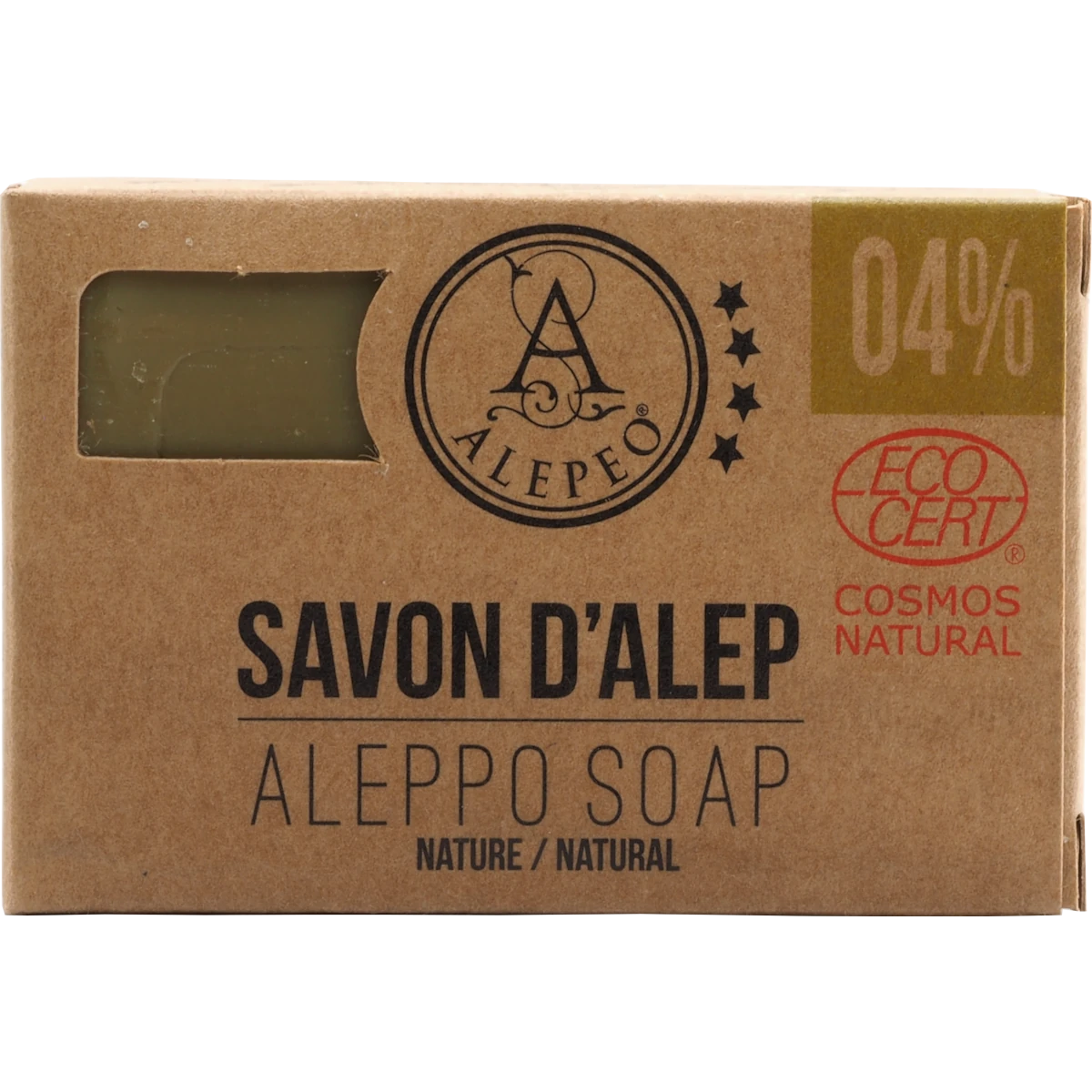 Aleppo Olivenölseife 4% Lorbeeröl 100 g – Handgesiedete Naturseife – Milde traditionelle Seife