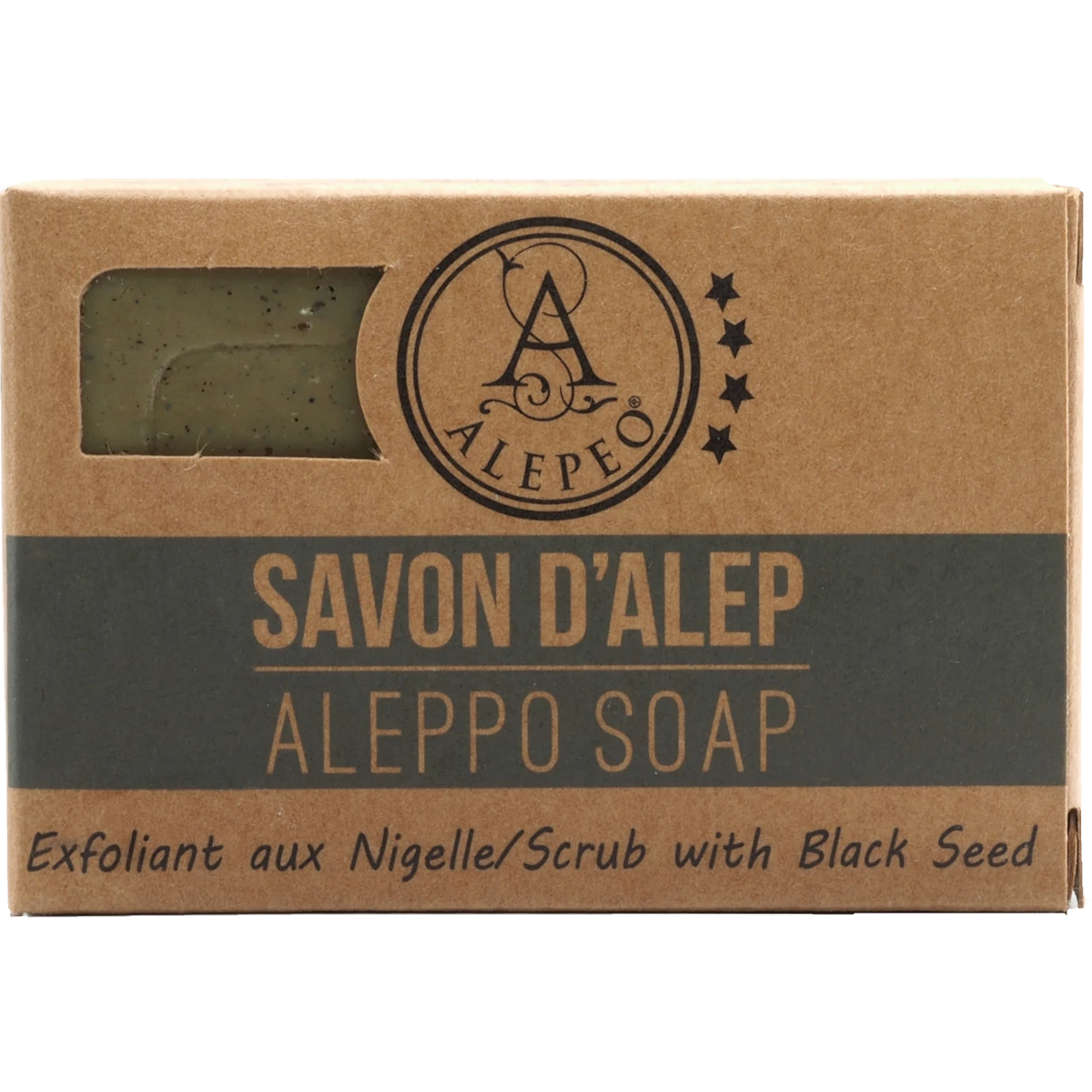 Aleppo Olivenölseife mit Schwarzkümmel 100 g – Handgesiedete Naturseife – Traditionelle Pflege