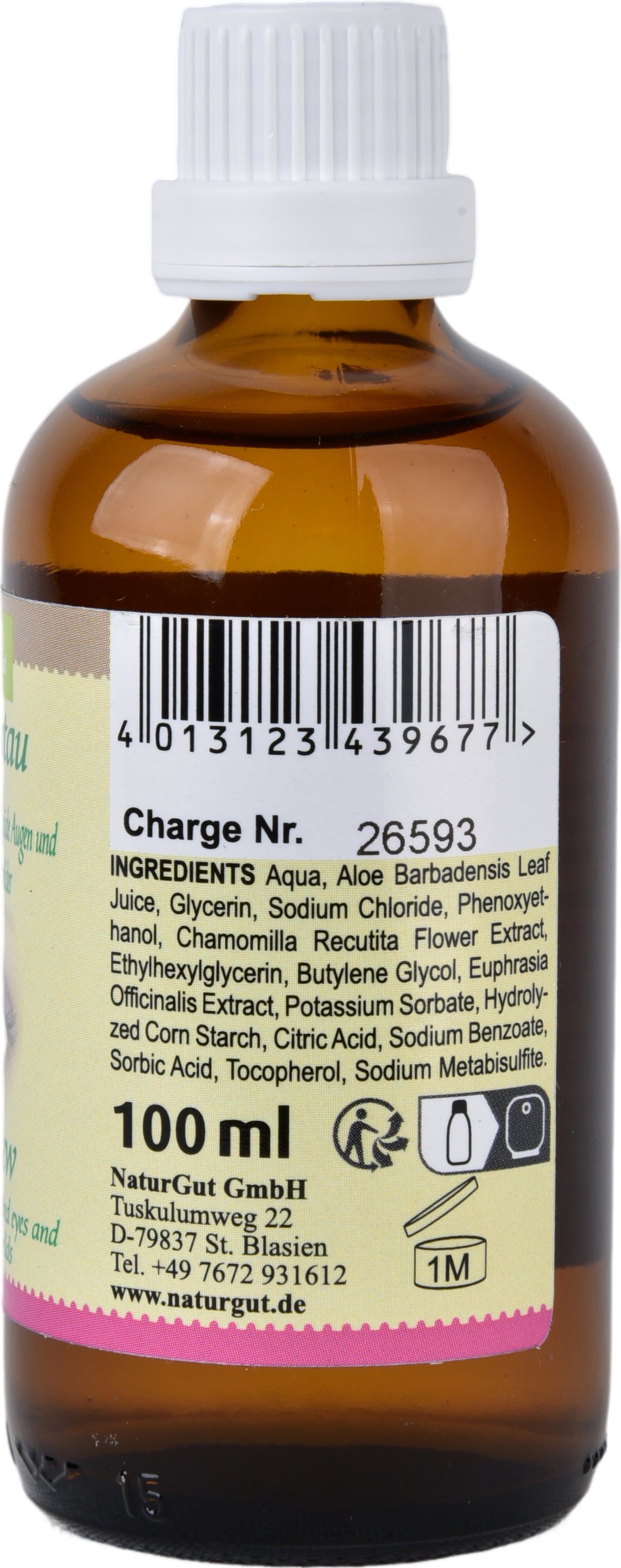 Soin contour des yeux rafraîchissant pour les yeux fatigués et les paupières lourdes | À l'aloe vera, à l'euphraise et à l'extrait de camomille | Sans colorants ni parfums de synthèse | 100 ml