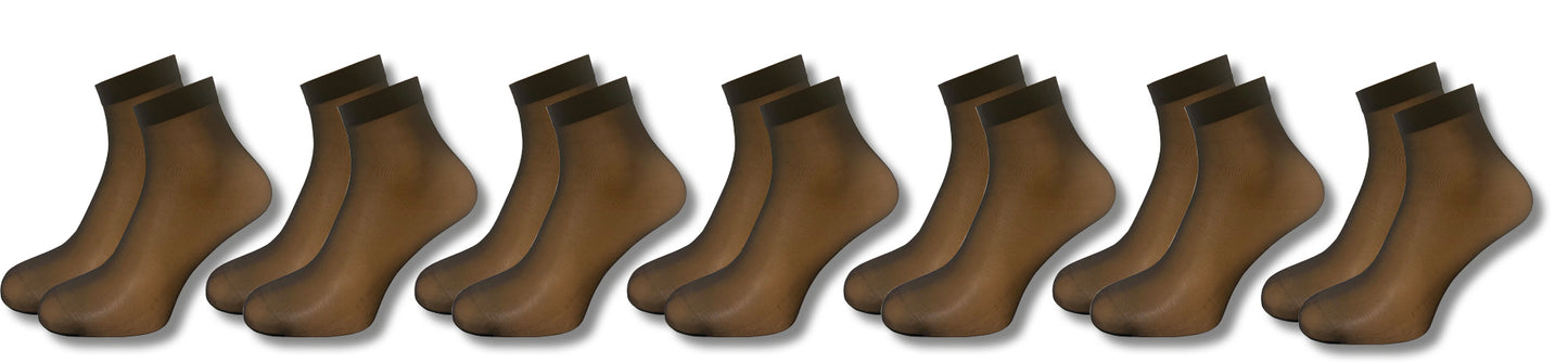 Silk Feeling Söckchen 7 Paar schwarz transparente Socken Strümpfe Feinsöckchen