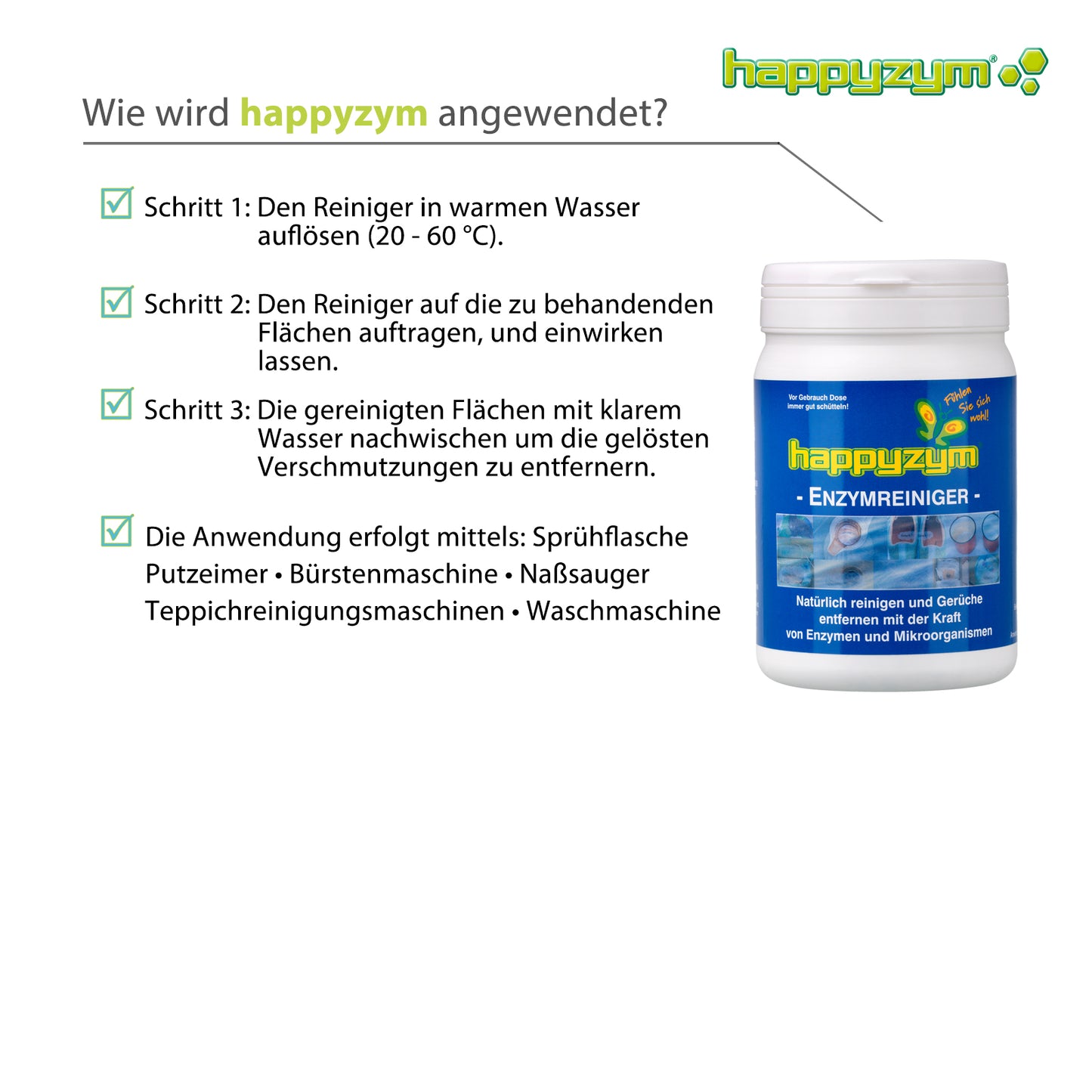 happyzym 1kg natürlicher Enzym-Reinigungspulver Spezialreiniger und Geruchsentferner