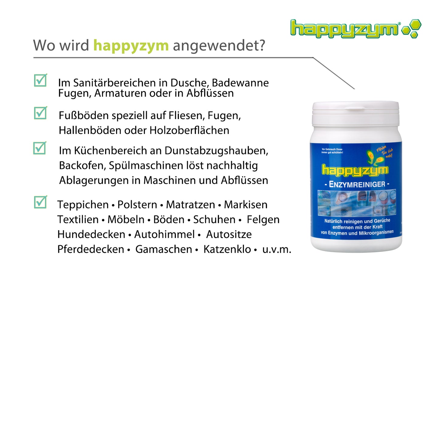 happyzym 1kg natürlicher Enzym-Reinigungspulver Spezialreiniger und Geruchsentferner