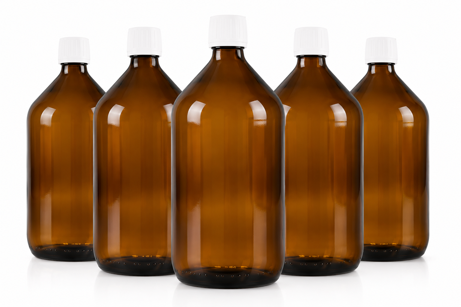 5 x 1000 ml brown glass with pp28st white quality closure apothecary bottle – NaturGut
