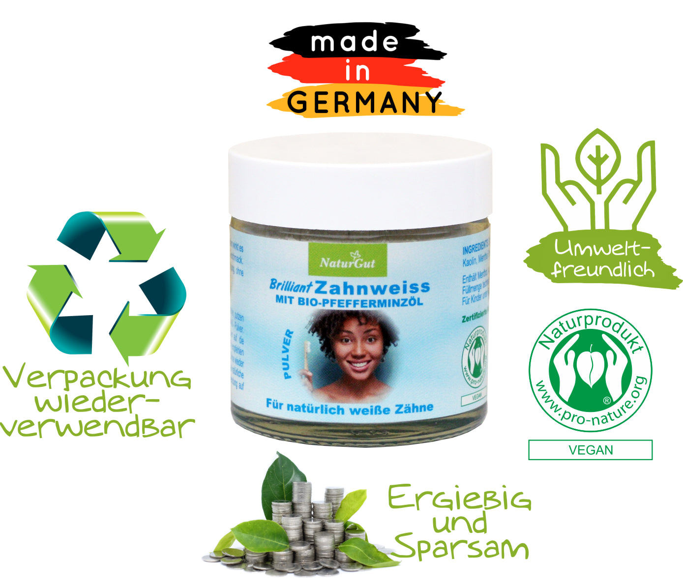 Brilliant Super Zahnweiss Pulver Zähne Zahnreinigung Zahnverfärbungen Zahnpflege Menthol