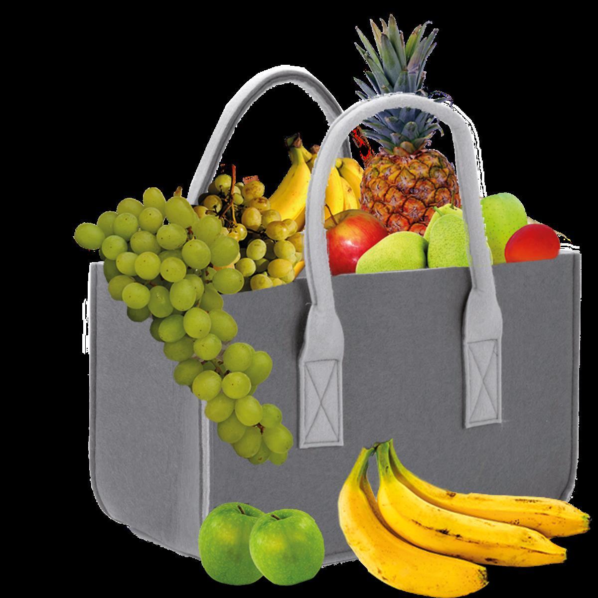 Filztasche Filz Tragetasche Shopper Einkaufstasche Kaminholz Korb Grau 50x25x25