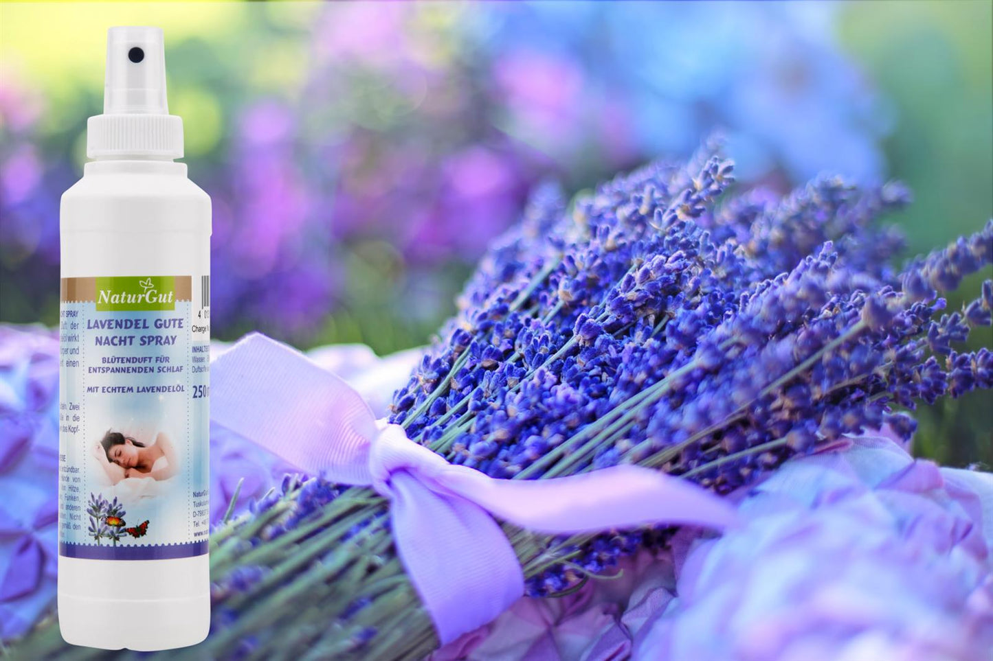 Lavande Good Night Spray 250 ml avec de la vraie lavande pour un sommeil relaxant, spray parfumé à la lavande