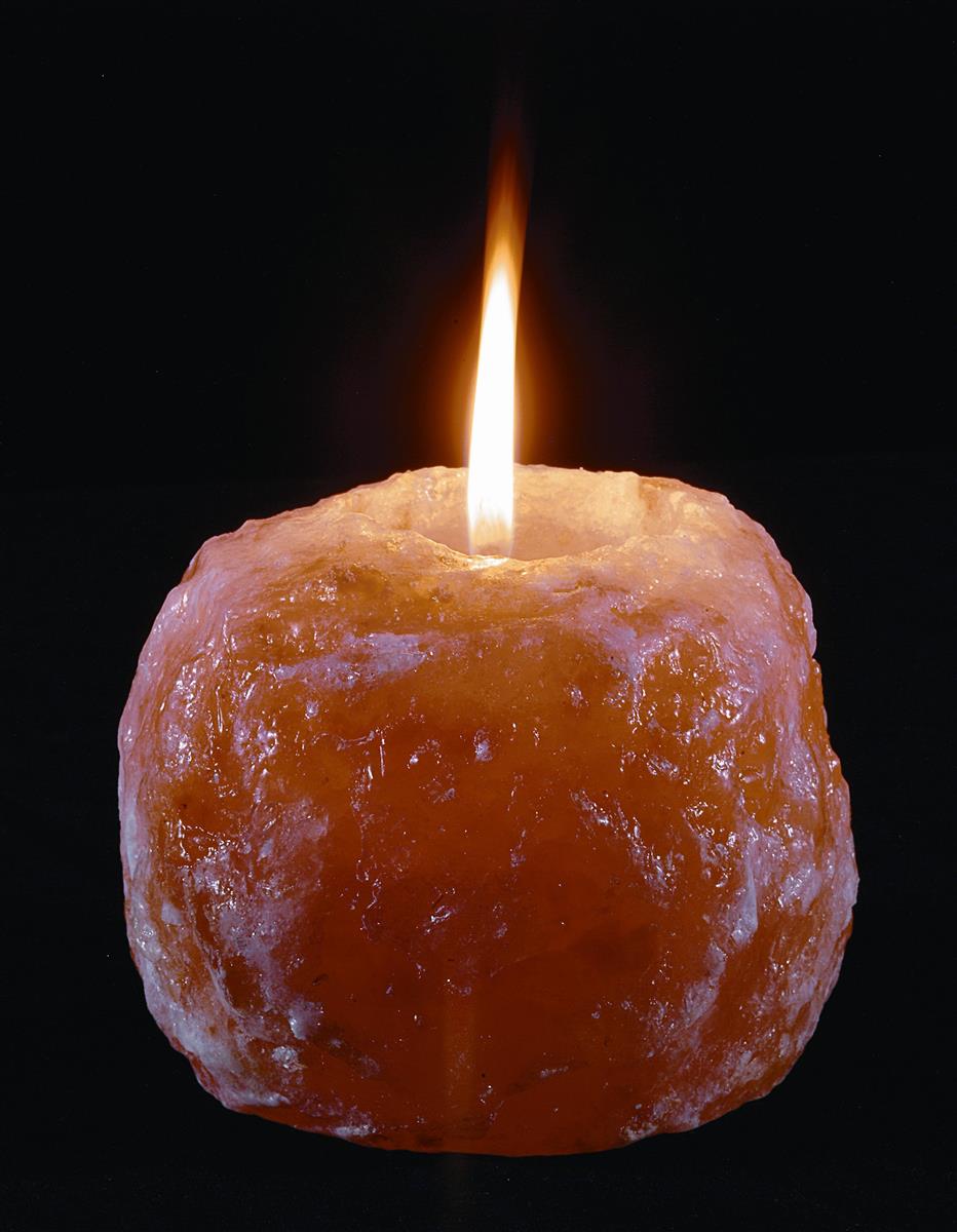 Crystal salt tealight holder from a foothill of the Himalayas/Pakistan Unique