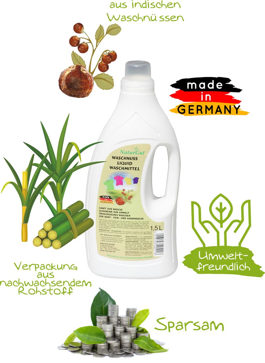 Sapdu Clean Soap Nut Liquid Détergent liquide à base de noix de lavage écologique 1,5L