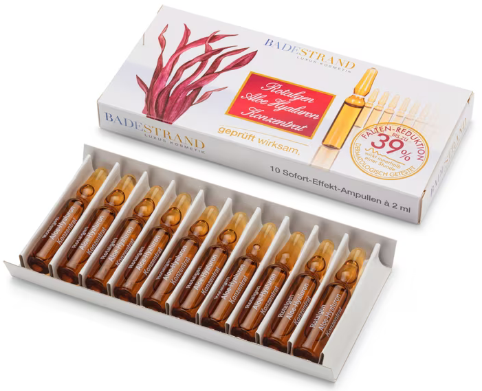 Concentré d'algues rouges à l'aloe vera et à l'acide hyaluronique – Ampoules anti-âge 10 × 2 ml