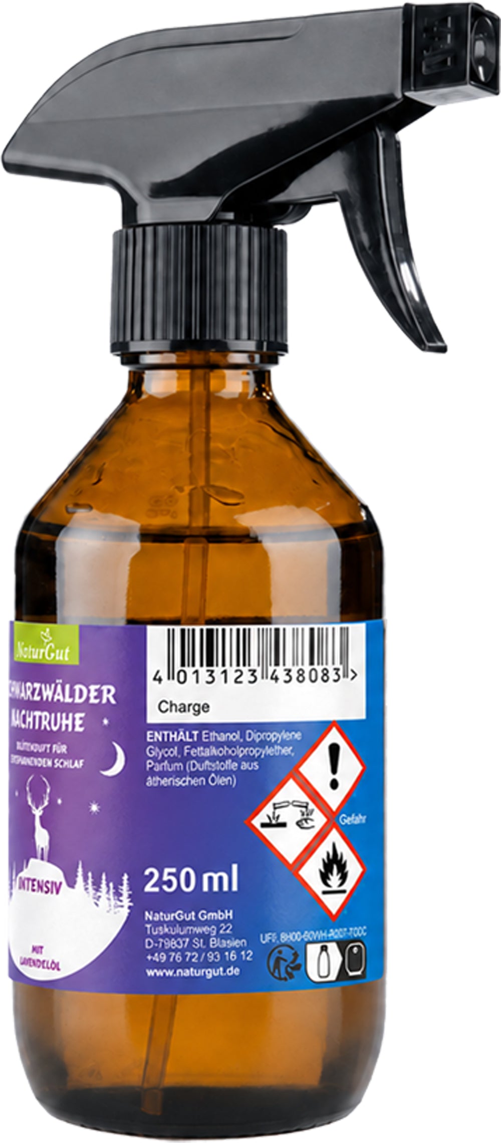 Schwarzwälder Nachtruhe Intensiv Spray 250 ml | Lavendel Raumspray mit echtem Lavendelöl | Duftspray für Schlafzimmer & Abendroutine | Entspannender Lavendelduft