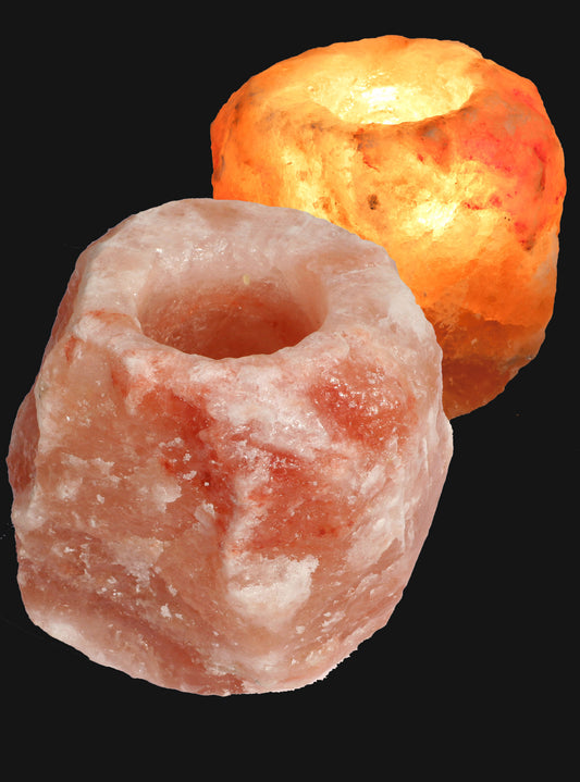 Kristallsalz Teelichthalter aus einem Vorgebirge des Himalaya/Pakistan Unikate