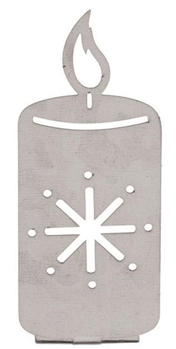 Kerze aus Stahlblech, silberfarben 3,2x8x2cm