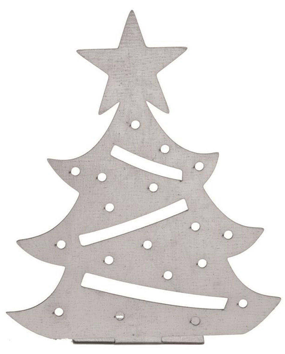 Tannenbaum aus Stahlblech silberfarben 7,5x6x2 cm – Dekobaum für Weihnachten, Winterdeko & Tischdeko – moderner Metall-Weihnachtsbaum