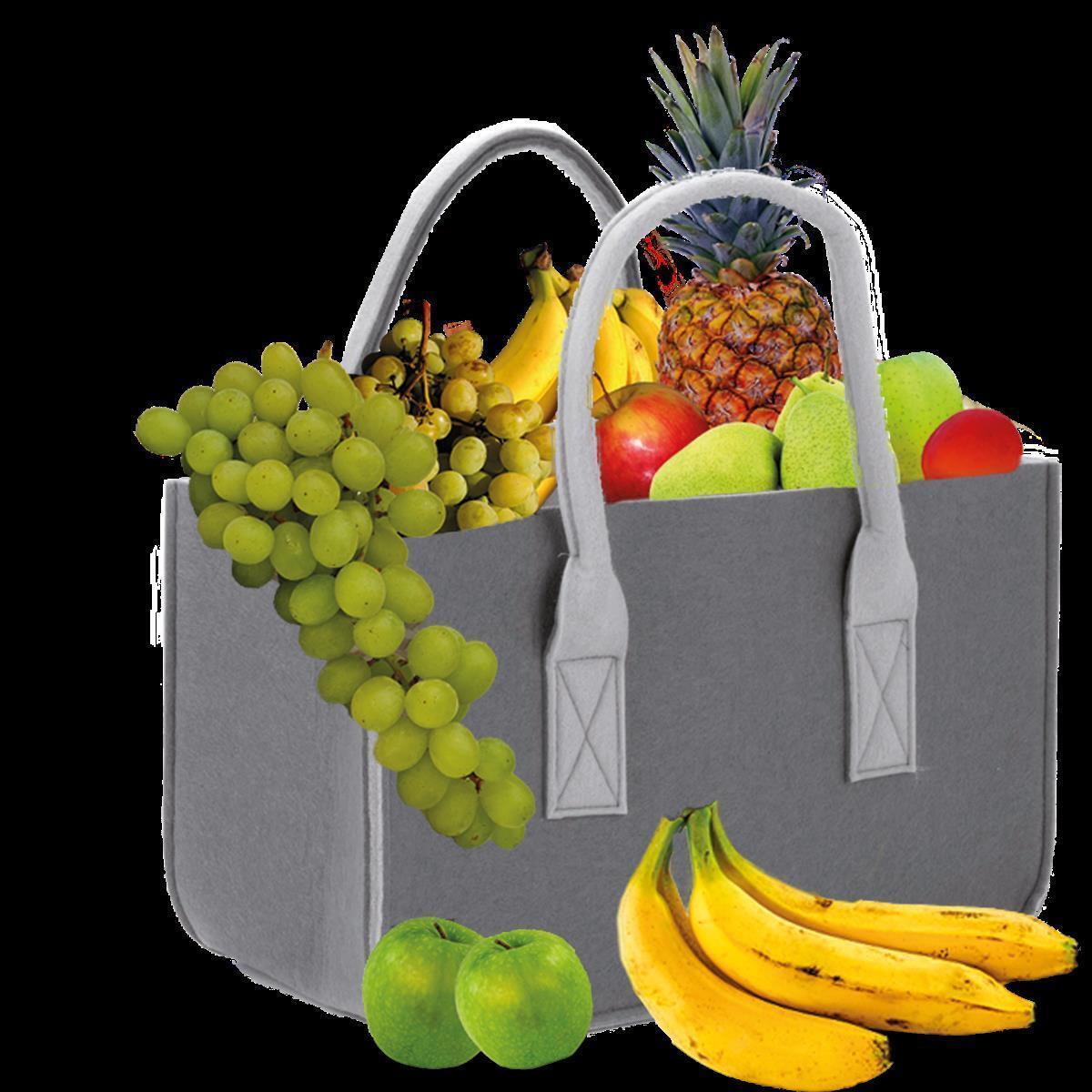 Filztasche Filz Tragetasche Shopper Einkaufstasche Kaminholz Korb Grau 50x25x25
