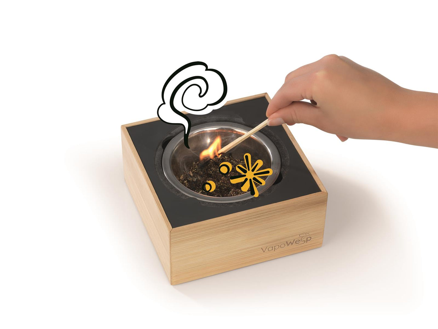 VapoWesp Räucherbox inkl. VapoPulver Orange & Rosemary 50 g Wespenabwehr Vertreibung