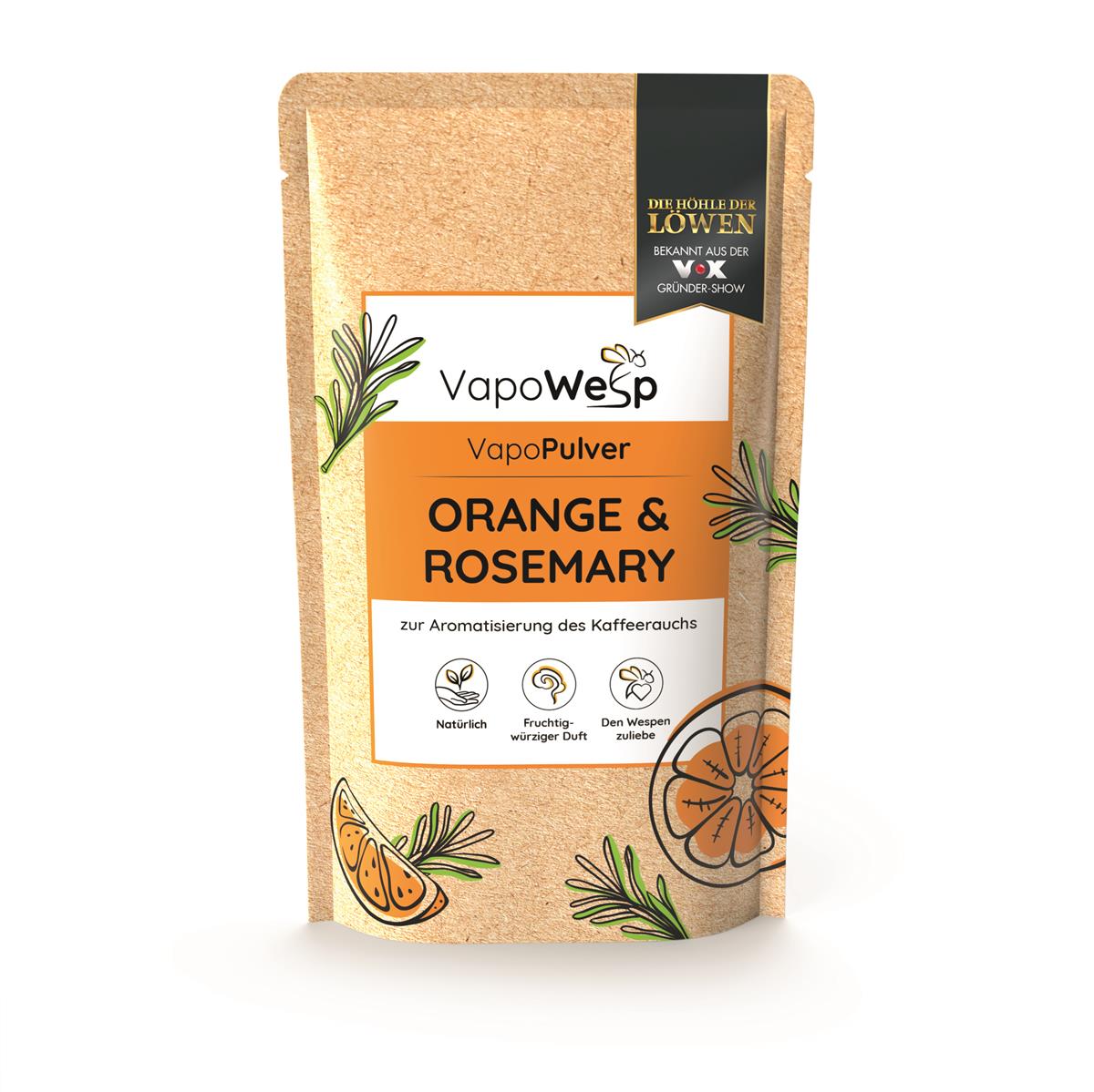 VapoWesp Räucherbox inkl. VapoPulver Orange & Rosemary 50 g Wespenabwehr Vertreibung