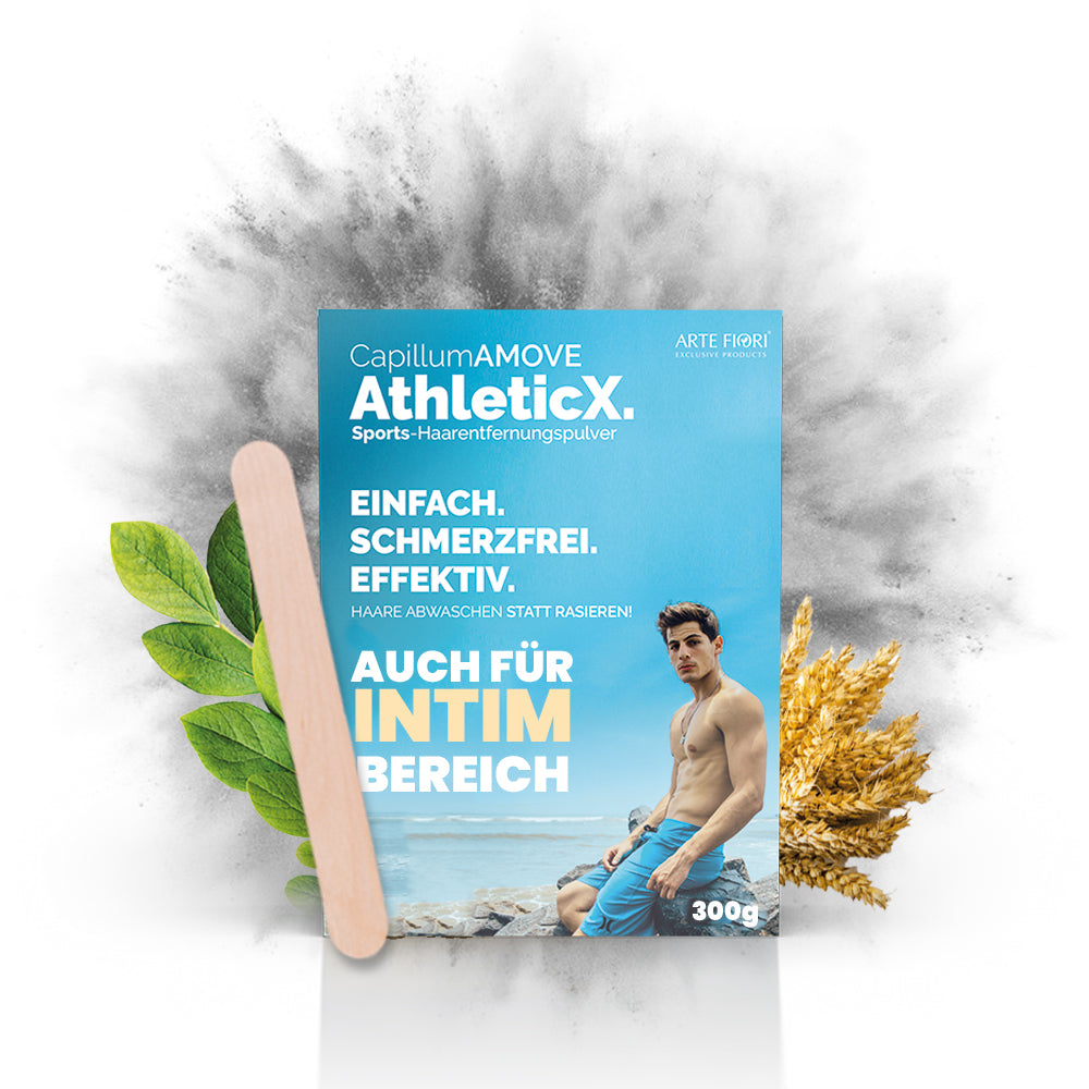 Capillum AMOVE AthleticX Premium Enthaarungscreme Intimbereich 5x300g - sanftes Enthaarungspulver Männer Schmerzfreie Dusch-Haarentfernungscreme ohne Zusatzstoffe mit neutralem Geruch