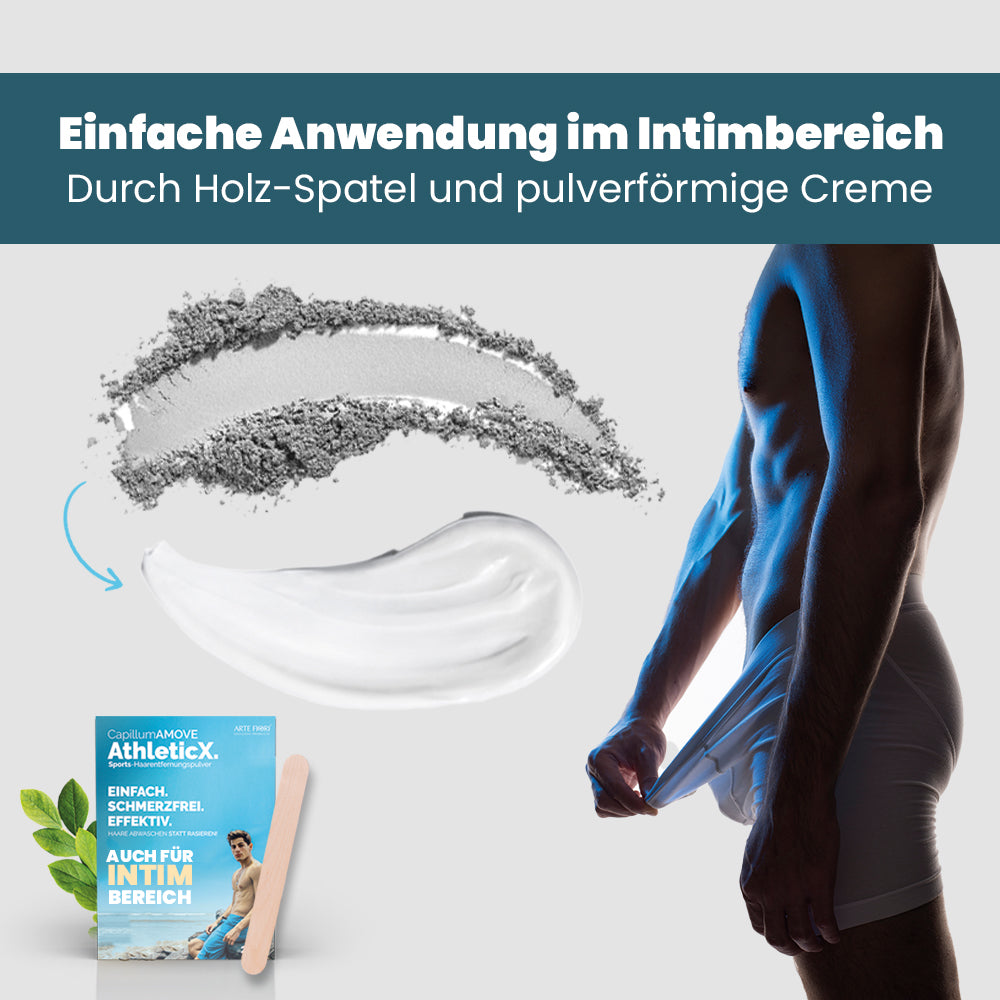 Capillum AMOVE AthleticX Premium Enthaarungscreme Intimbereich 5x300g - sanftes Enthaarungspulver Männer Schmerzfreie Dusch-Haarentfernungscreme ohne Zusatzstoffe mit neutralem Geruch