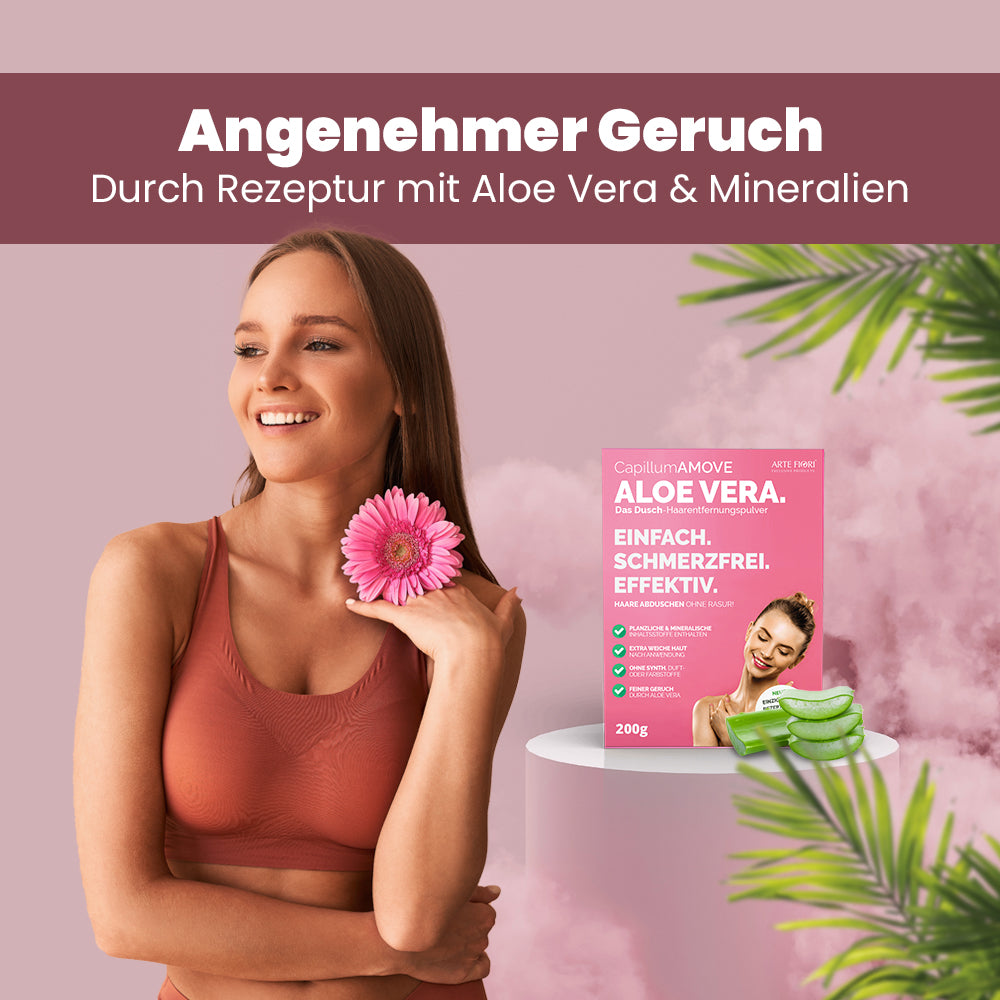 Capillum AMOVE Aloe Vera Enthaarungscreme Pulver 300g Frau Enthaarungspulver Körper Intimbereich