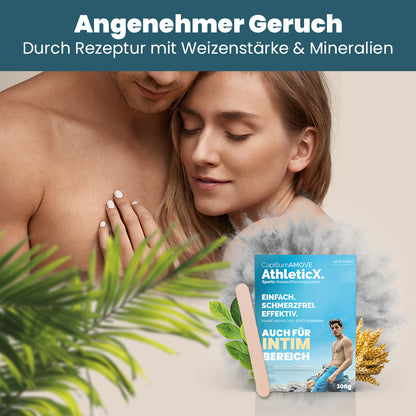 Capillum AMOVE AthleticX Premium Enthaarungscreme Intimbereich 5x300g - sanftes Enthaarungspulver Männer Schmerzfreie Dusch-Haarentfernungscreme ohne Zusatzstoffe mit neutralem Geruch