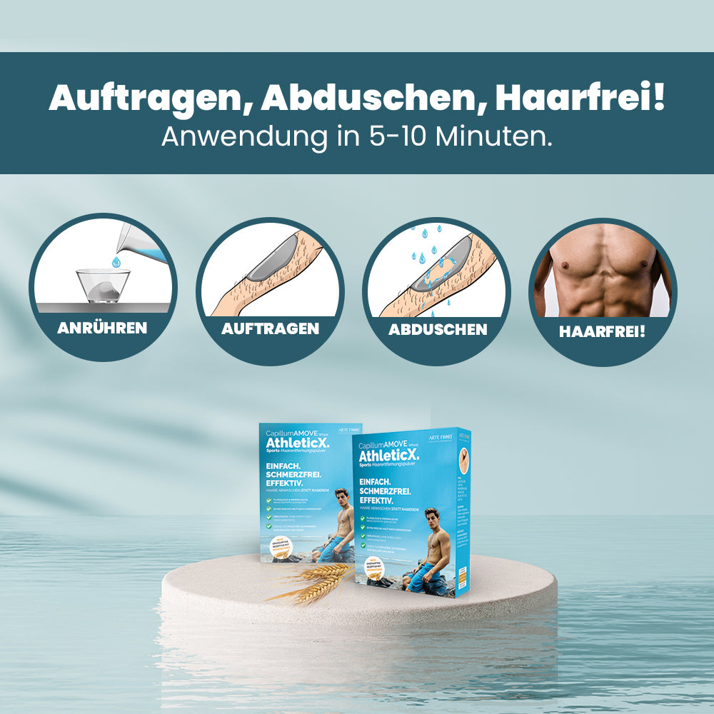 Capillum AMOVE AthleticX Premium Enthaarungscreme Intimbereich 5x300g - sanftes Enthaarungspulver Männer Schmerzfreie Dusch-Haarentfernungscreme ohne Zusatzstoffe mit neutralem Geruch