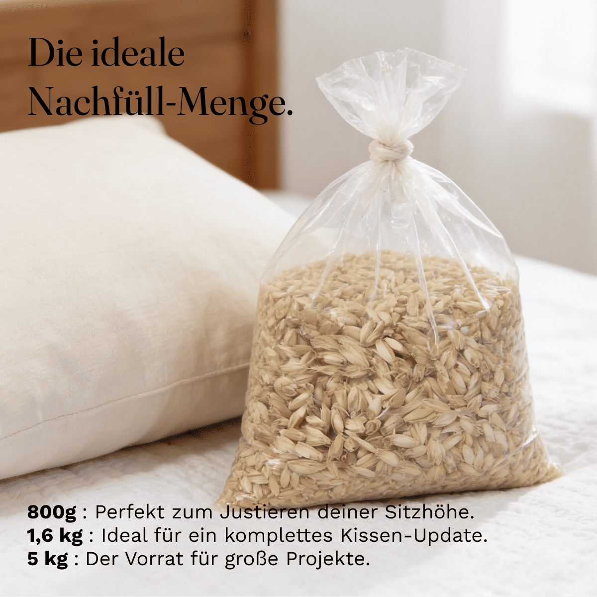 NaturGut Épeautre en vrac 1,6 kg recharge – Garnissage en épeautre pour oreillers, coussins de méditation et coussins de positionnement – nettoyé, pur et naturel