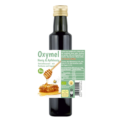 Organic Oxymel Turmeric and Ginger 250 ml Beverage Additive with Honey &amp; Apple Cider Vinegar Sour Honey
