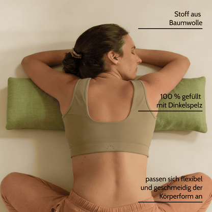 Yoga Bolster Cotton approx. 60x22cm with organic spelt husk natural filling spelt pillow