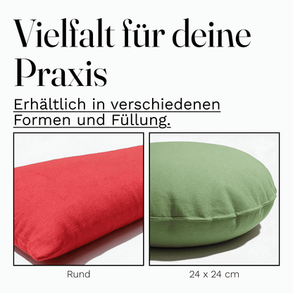 Traversin de yoga env. 60 x 22 cm, rouge rempli de sarrasin biologique