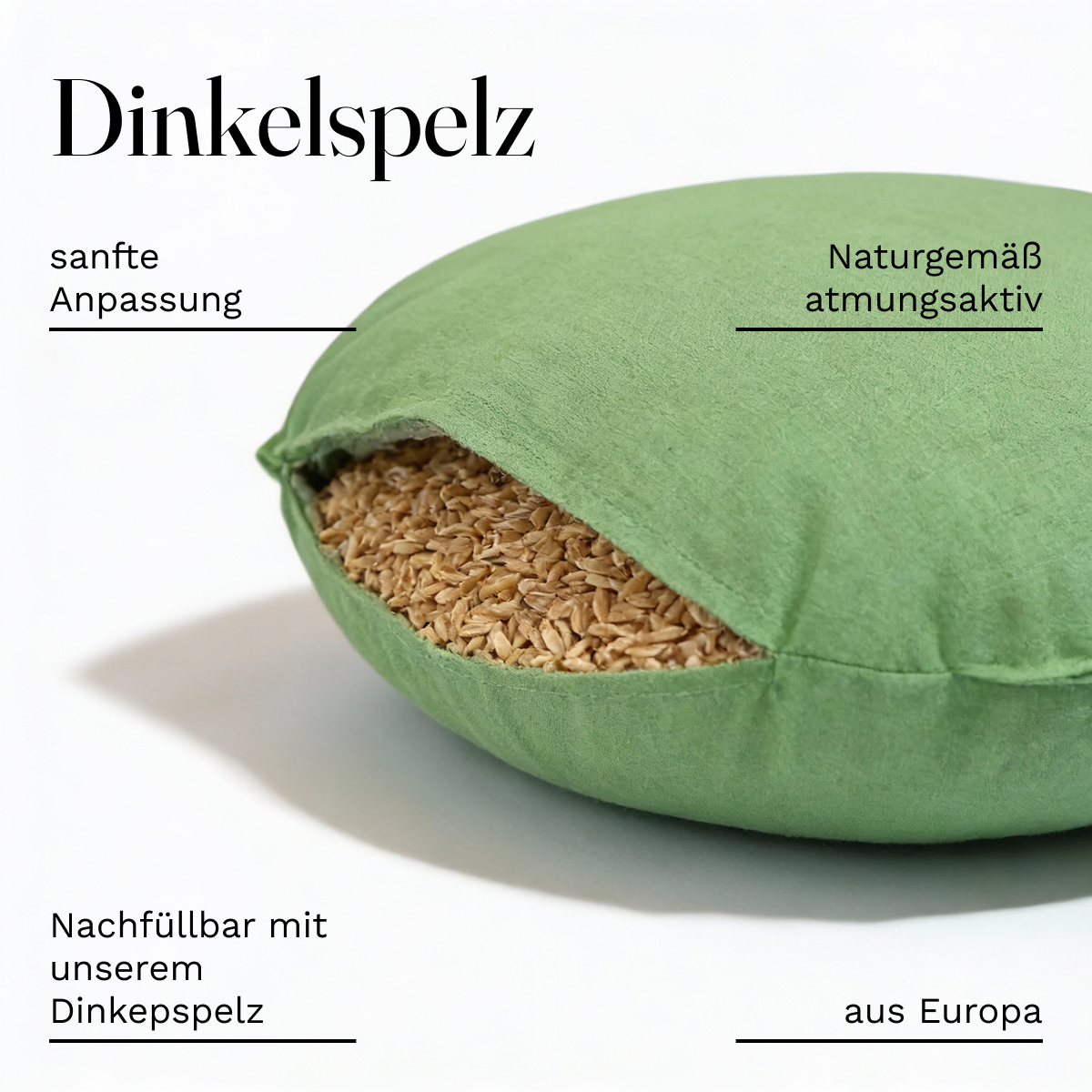 Meditationskissen rund Ø ca. 45 cm – Yogakissen mit Dinkelspelz – Sitzkissen für Meditation & Yoga