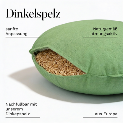 Meditationskissen rund Ø ca. 45 cm – Yogakissen mit Dinkelspelz – Sitzkissen für Meditation & Yoga