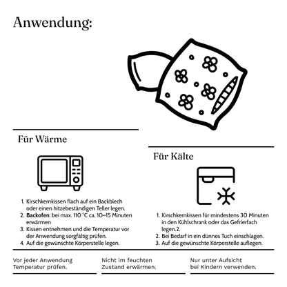 Black Forest cherry stone bag flowers approx. 24x24 cm cherry stone pillow heat pad