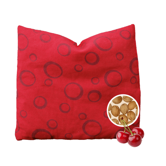 Cherry stone bag red with circles (24x24cm) Cherry stone pillow heat pad