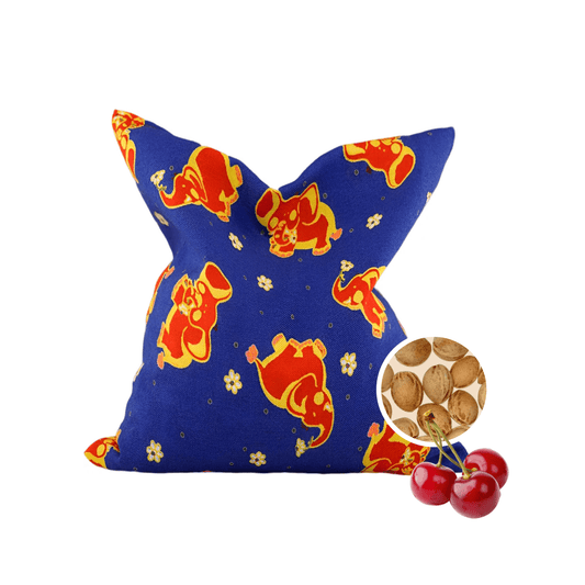 Cherry pillow cherry stone bag children elephants blue ca.18x18cm heat pad