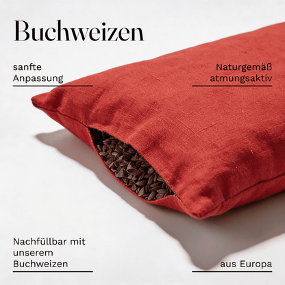 Traversin de yoga env. 60 x 22 cm, rouge rempli de sarrasin biologique