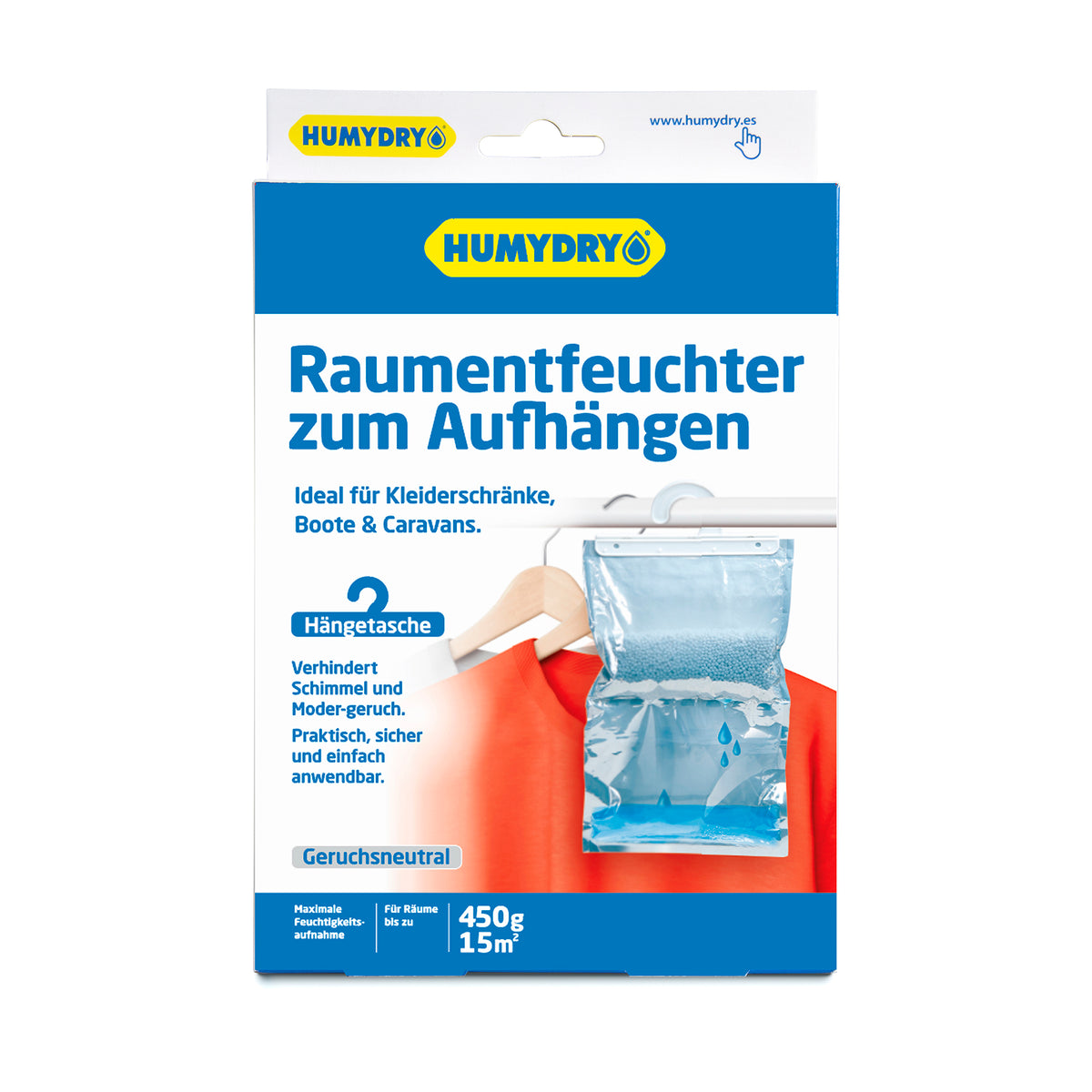HUMYDRY® Raumentfeuchter zum Hängen 450g: Effiziente Feuchtigkeitskontrolle für ein ideales Raumklima