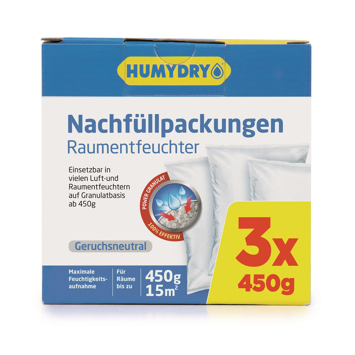 HUMYDRY® Nachfüllpack 3x450g: Kontinuierliche Frische und Trockenheit für Ihr Raumklima