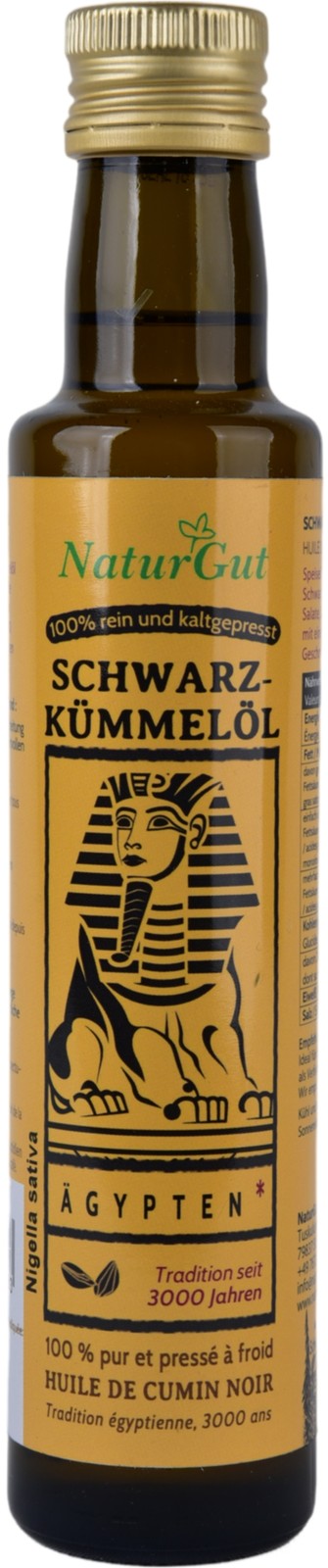 Schwarzkümmelöl 250ml Nigella sativa aus Ägypten Schwarzkümmelöl-konventionell-Kaltgepresst