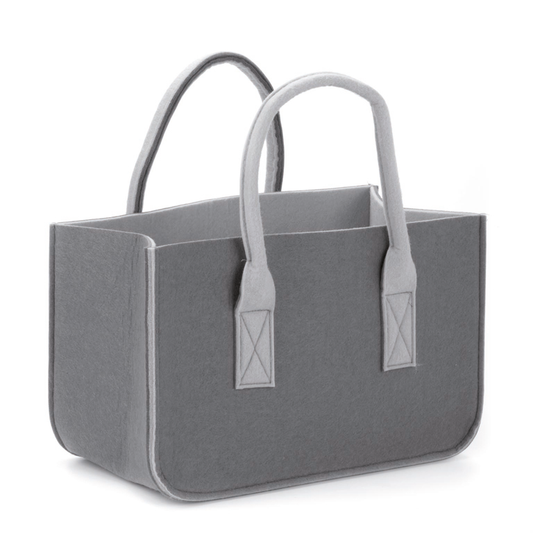 Felt bag grey 38x24x20cm shopping bag shopper wooden basket bag made of felt