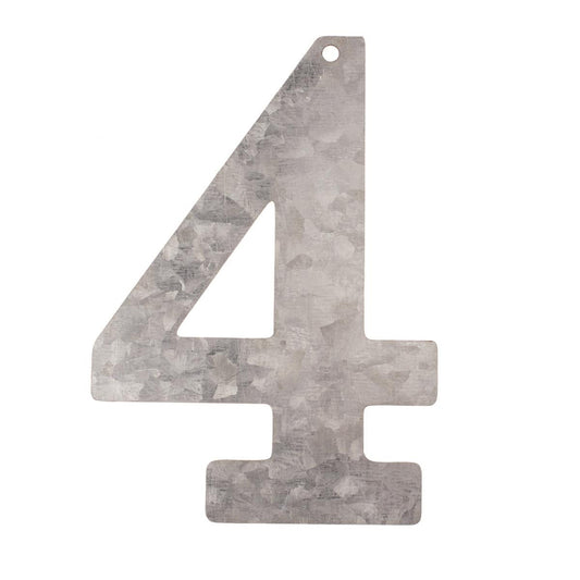 Metal numbers 4, galvanized height 12 cm