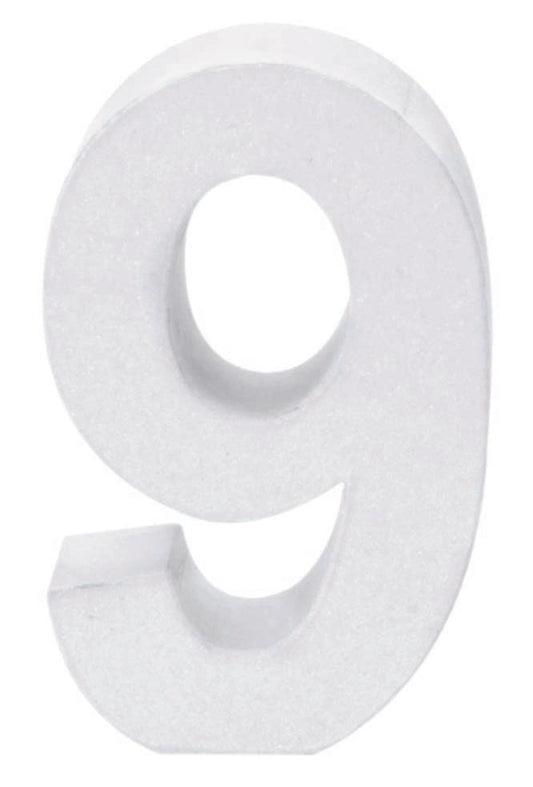 Cardboard Number 9 white10cm x 3.5cm Number Digit 0-9 Age Year Birthday Decorative Cardboard