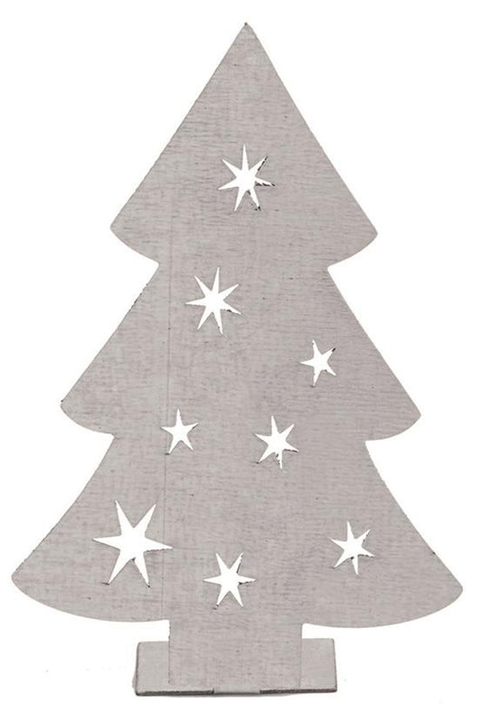 Christmas tree made of sheet steel, silver-colored 23x14x3cm