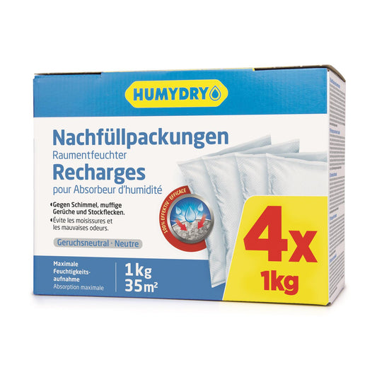 HUMYDRY® Nachfüllpack 4x1kg Raumentfeuchter Luftentfeuchter