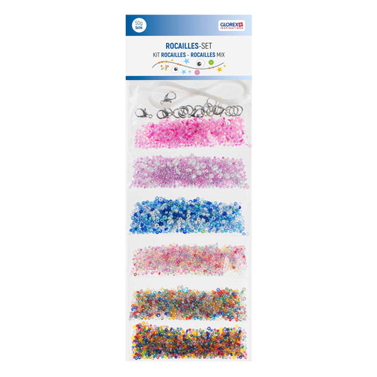 Rocailles-Set 2,6mm mit Kordel und Verschlüssen, 6-fach sort