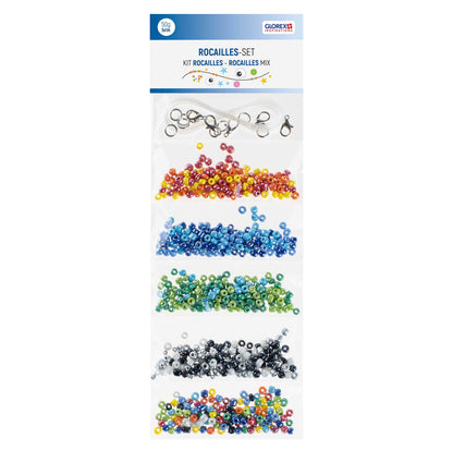 Rocailles-Set 4,5mm mit Kordel und Verschlüssen, 5-fach sort
