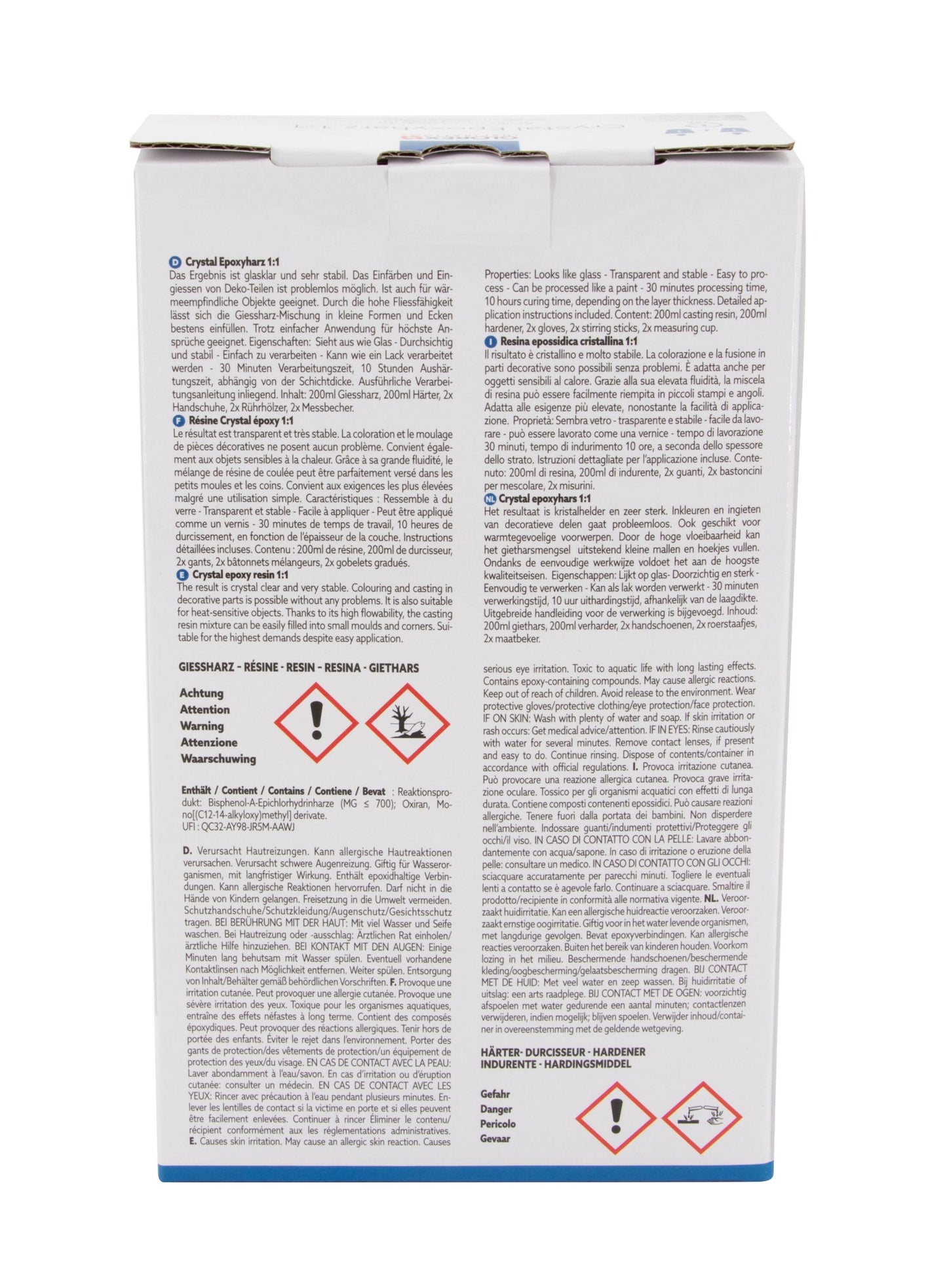 Crystal Epoxyharz 1:1 Set 400 ml – Transparentes Gießharz, Kristallklares Epoxidharz für Resin Art, Schmuckherstellung, Formen, Dekoration & DIY-Projekte