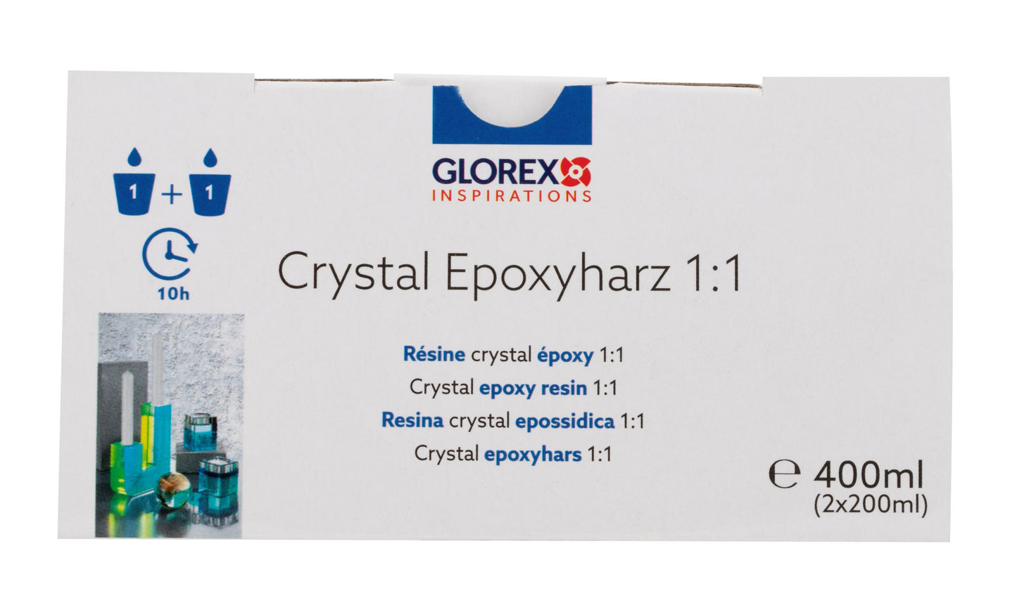 Crystal Epoxyharz 1:1 Set 400 ml – Transparentes Gießharz, Kristallklares Epoxidharz für Resin Art, Schmuckherstellung, Formen, Dekoration & DIY-Projekte